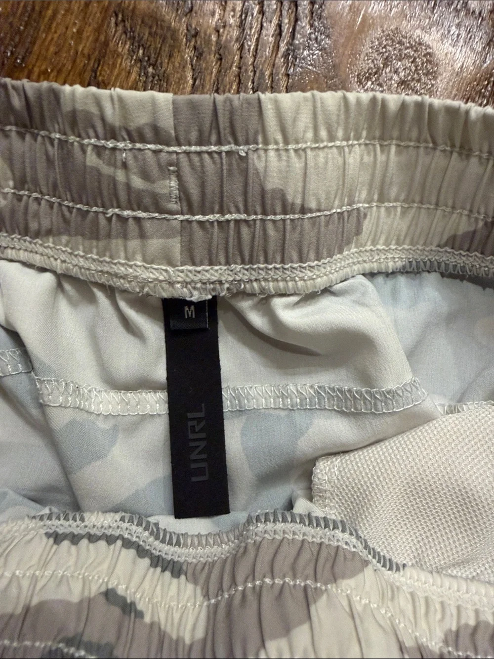 Men's Beige Camo Athletic Shorts with Drawstring